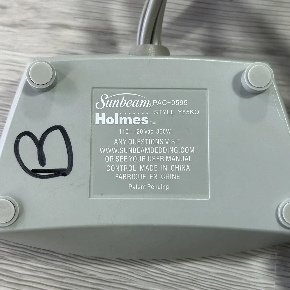 Holmes Bed Sheet Clip Dual Controllers PAC-0595 Y85KQ Gray Auto-Off 10Hr‎ 360W